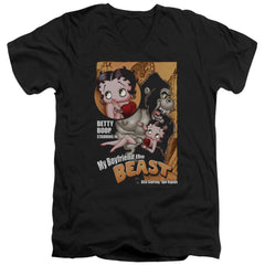 Betty Boop Boyfriend The Beast Men's 30/1 Cotton Slim V-Neck T-Shirt