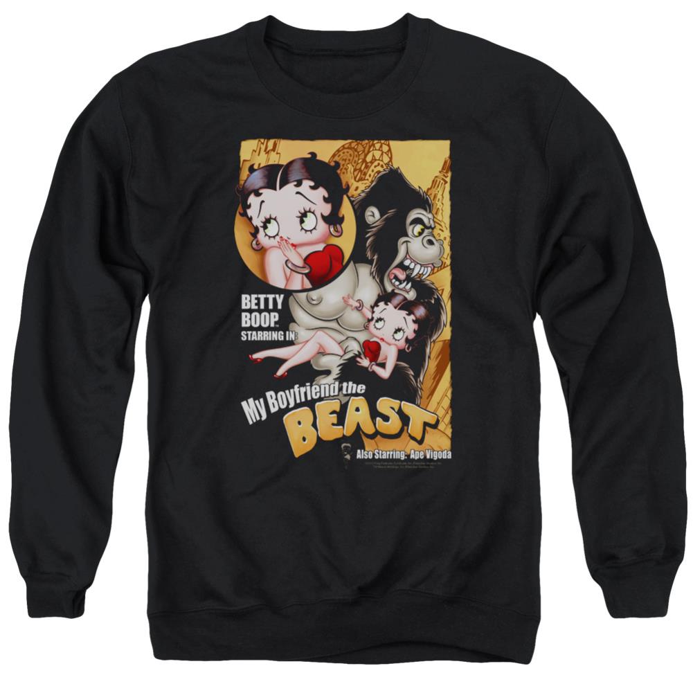 Betty Boop Boyfriend The Beast Men's Crewneck 50 50 Poly Long-Sleeve T-Shirt