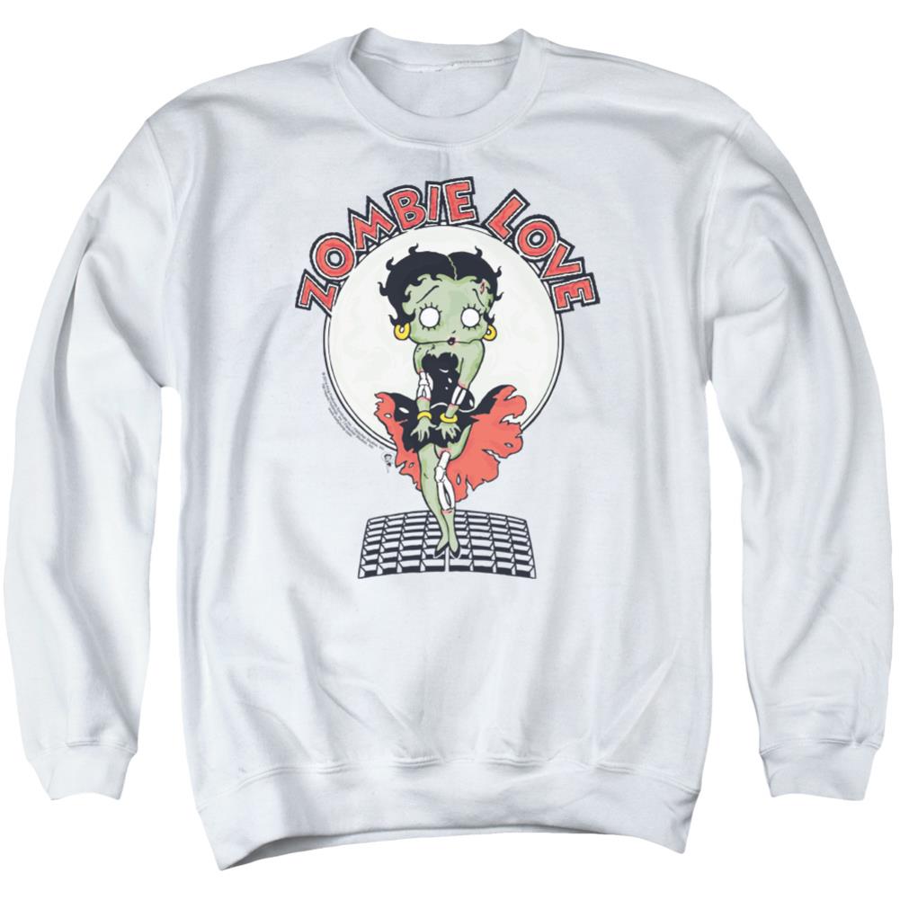 Betty Boop Breezy Zombie Love Men's Crewneck 50 50 Poly Long-Sleeve T-Shirt