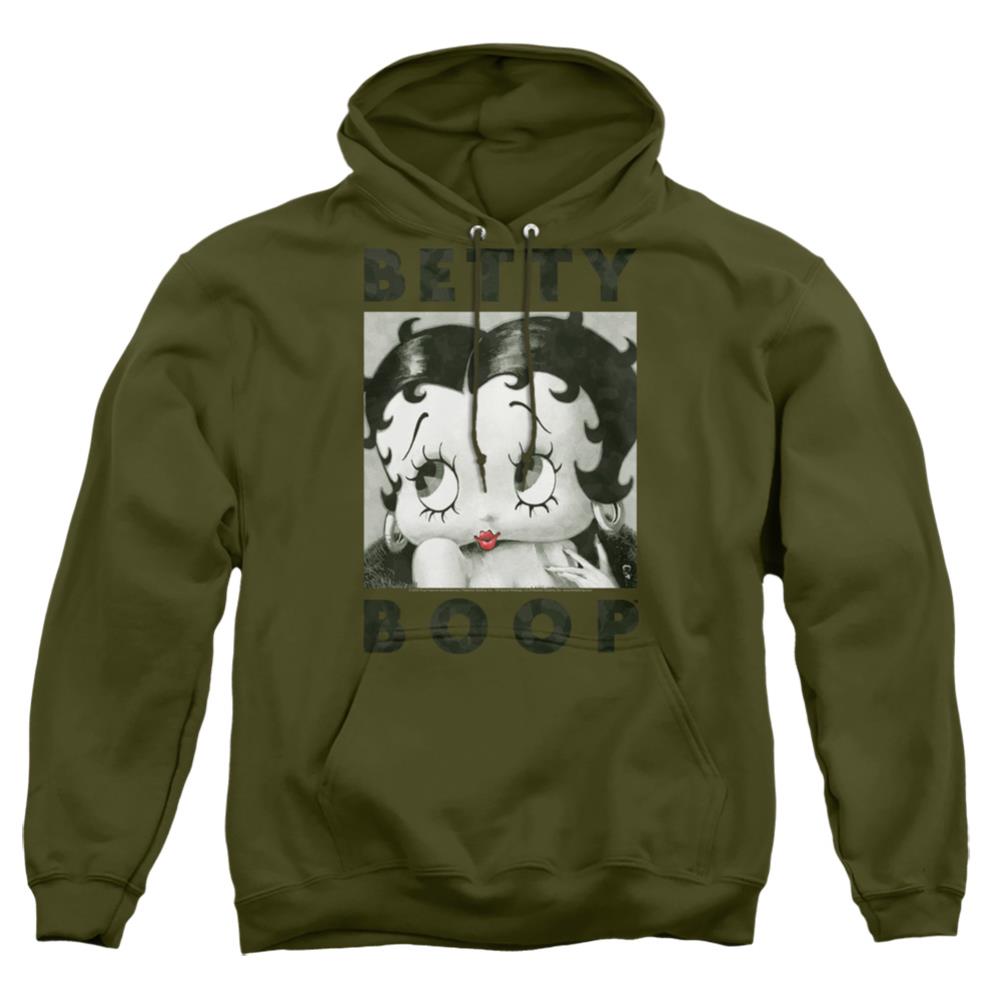 Betty Boop Camo Glamour Men's Pull-Over 75 25 Poly Hoodie