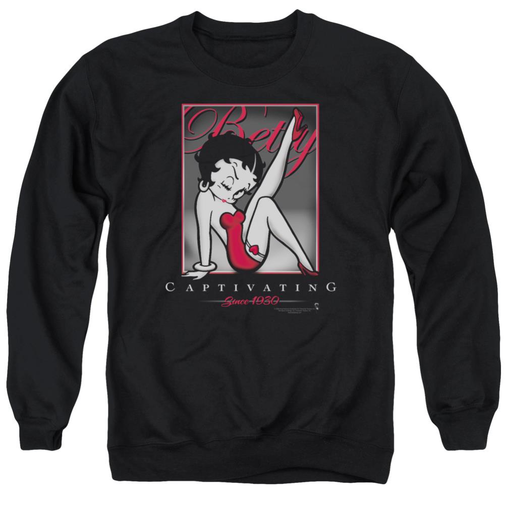 Betty Boop Captivating Men's Crewneck 50 50 Poly Long-Sleeve T-Shirt