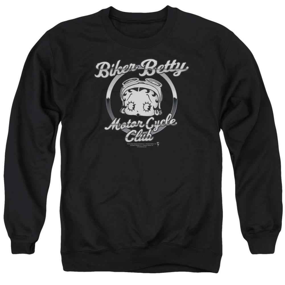 Betty Boop Chromed Logo Men's Crewneck 50 50 Poly Long-Sleeve T-Shirt