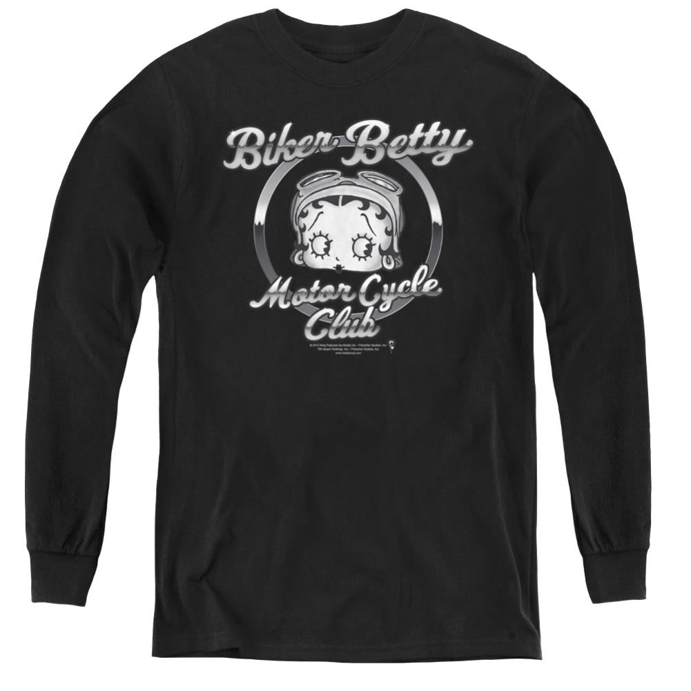 Betty Boop Chromed Logo Youth Long-Sleeve T-Shirt