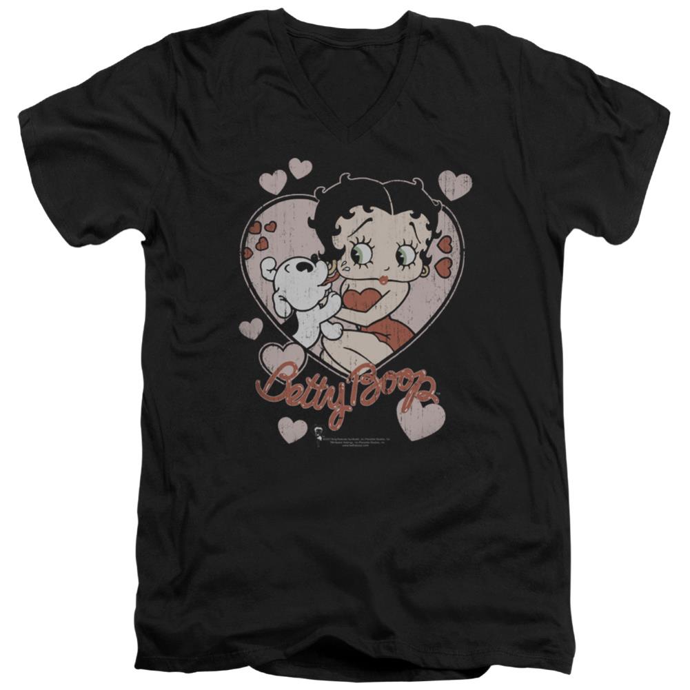 Betty Boop Classic Kiss Men's 30/1 Cotton Slim V-Neck T-Shirt