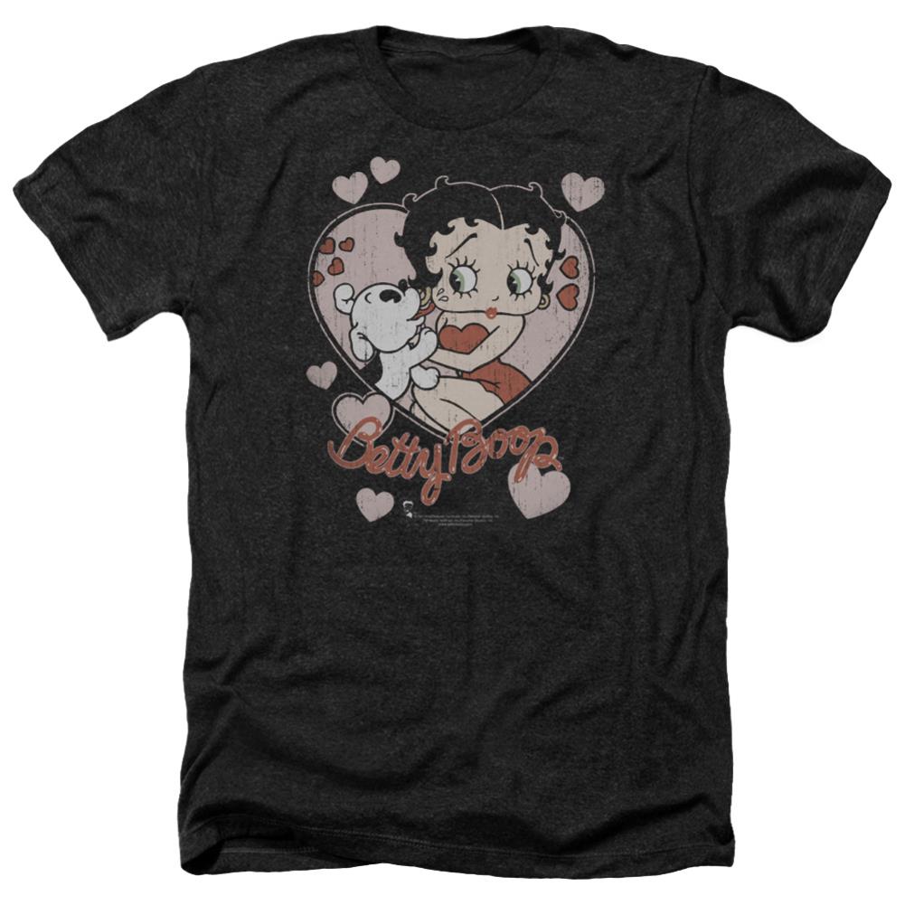 Betty Boop Classic Kiss Men's 30/1 Heather 60 40 Poly Short-Sleeve T-Shirt