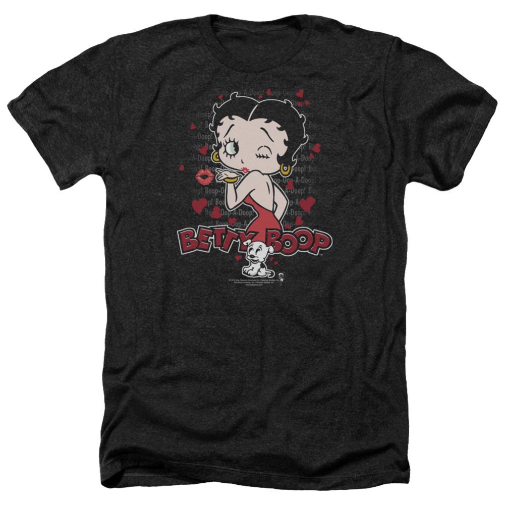 Betty Boop Classic Kiss Men's 30/1 Heather 60 40 Poly Short-Sleeve T-Shirt