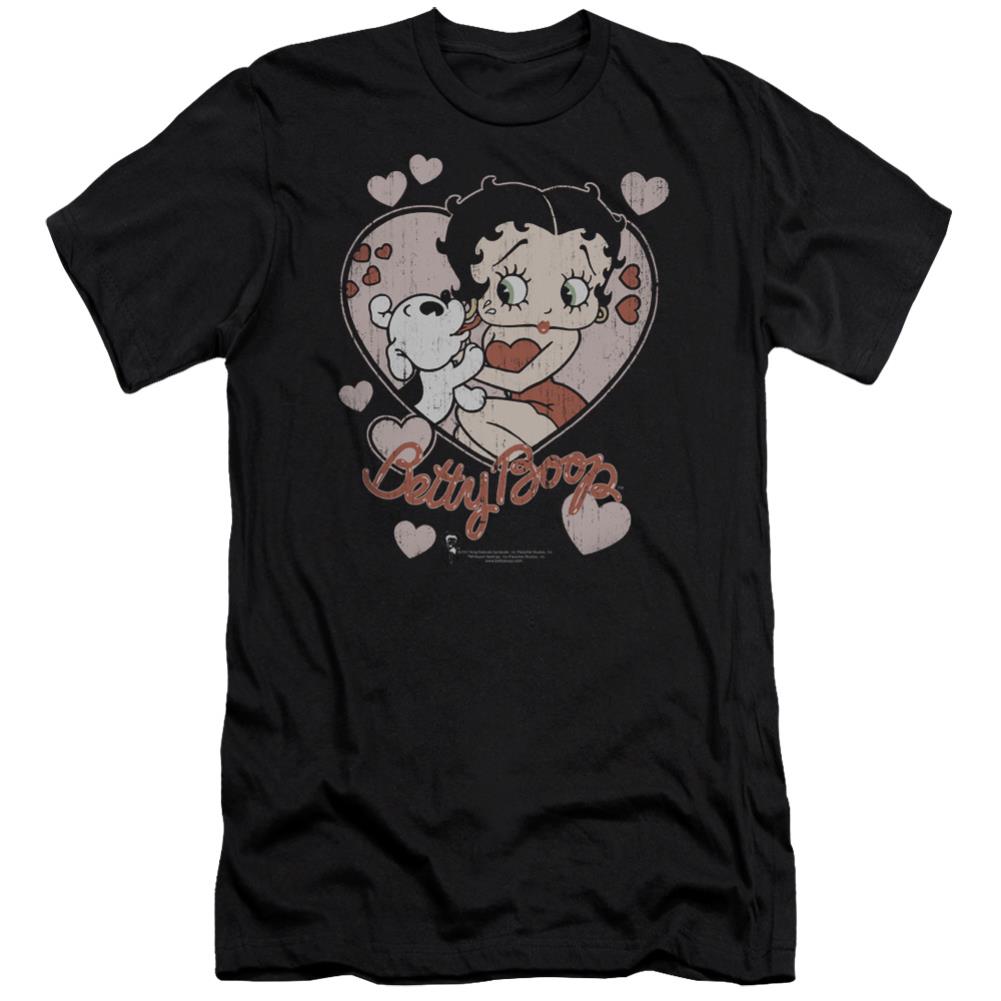 Betty Boop Classic Kiss Men's Ultra-Soft 30/1 Cotton Slim Short-Sleeve T-Shirt