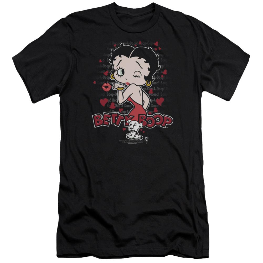Betty Boop Classic Kiss Men's Ultra-Soft 30/1 Cotton Slim Short-Sleeve T-Shirt