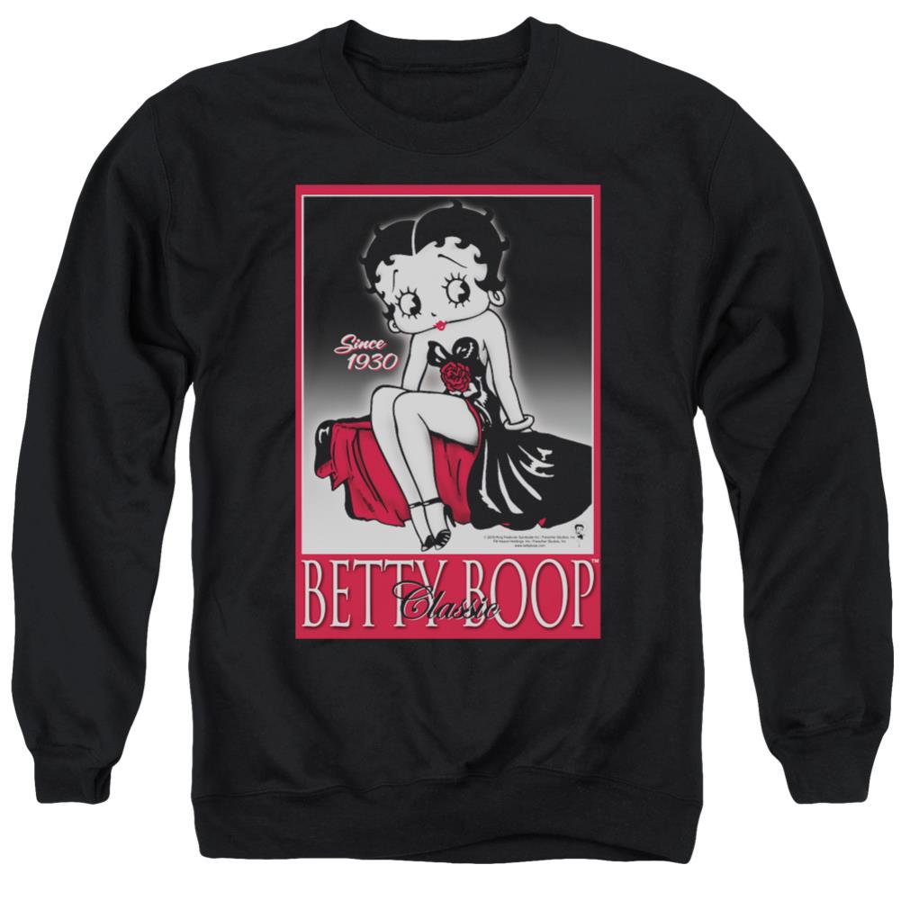 Betty Boop Classic Men's Crewneck 50 50 Poly Long-Sleeve T-Shirt
