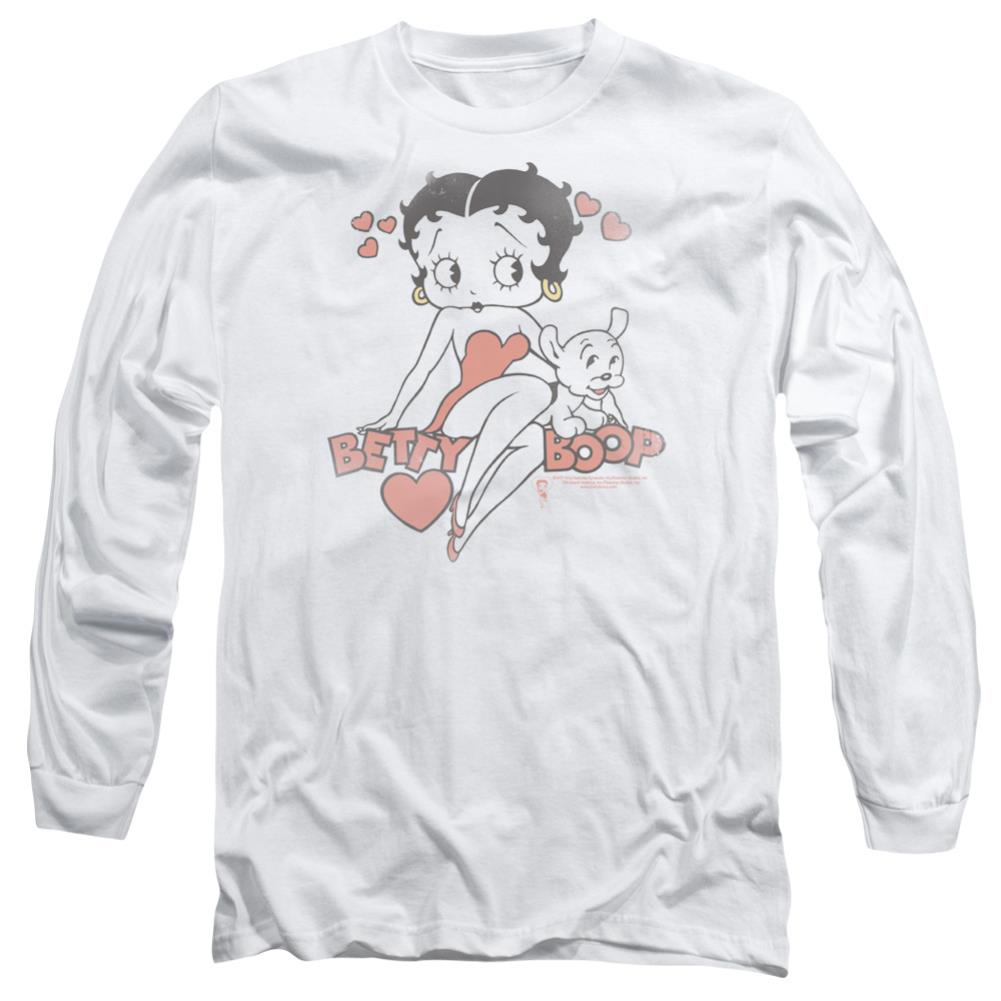 Betty Boop Classic With Pup Men's 18/1 Cotton Long-Sleeve T-Shirt