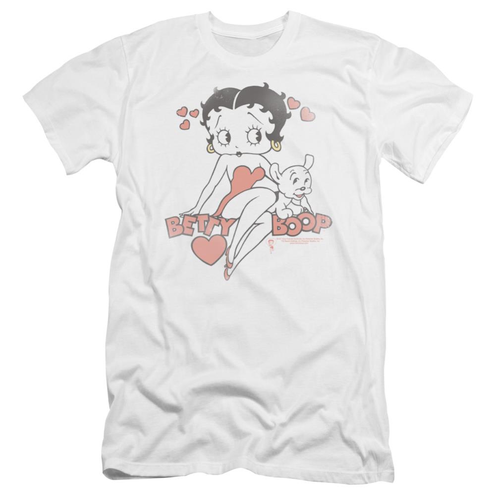 Betty Boop Classic With Pup Men's Ultra-Soft 30/1 Cotton Slim Short-Sleeve T-Shirt