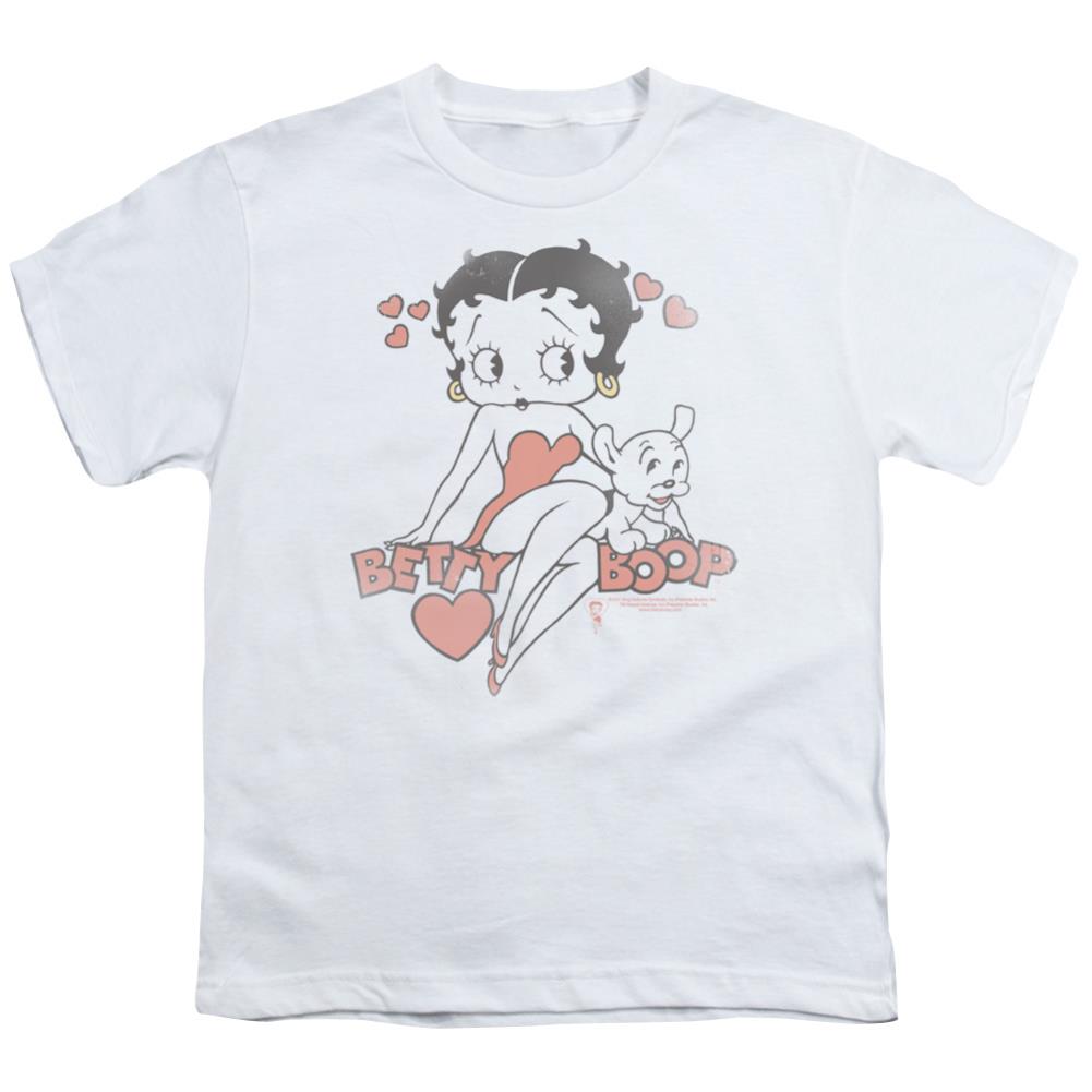 Betty Boop Classic With Pup Youth 18/1 100% Cotton Short-Sleeve T-Shirt