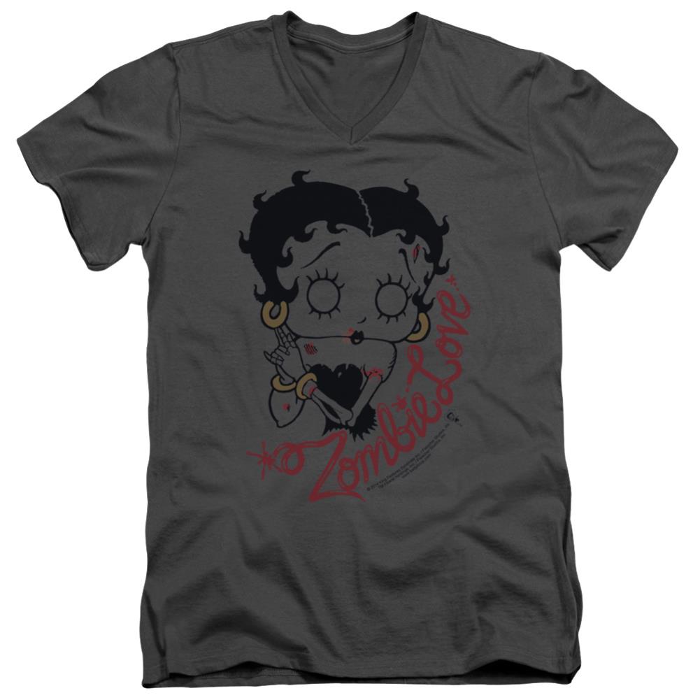Betty Boop Classic Zombie Men's 30/1 Cotton Slim V-Neck T-Shirt