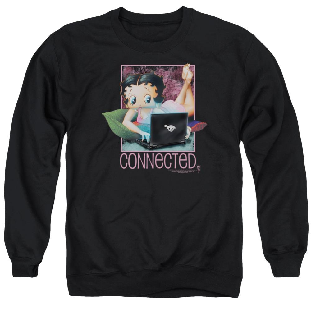 Betty Boop Connected Men's Crewneck 50 50 Poly Long-Sleeve T-Shirt