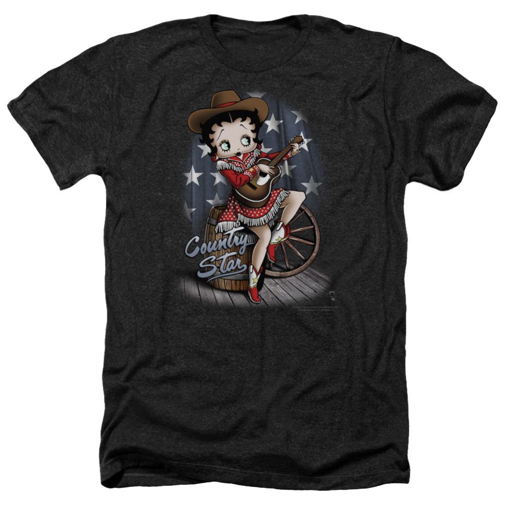 Betty Boop Country Star Men's 30/1 Heather 60 40 Poly Short-Sleeve T-Shirt