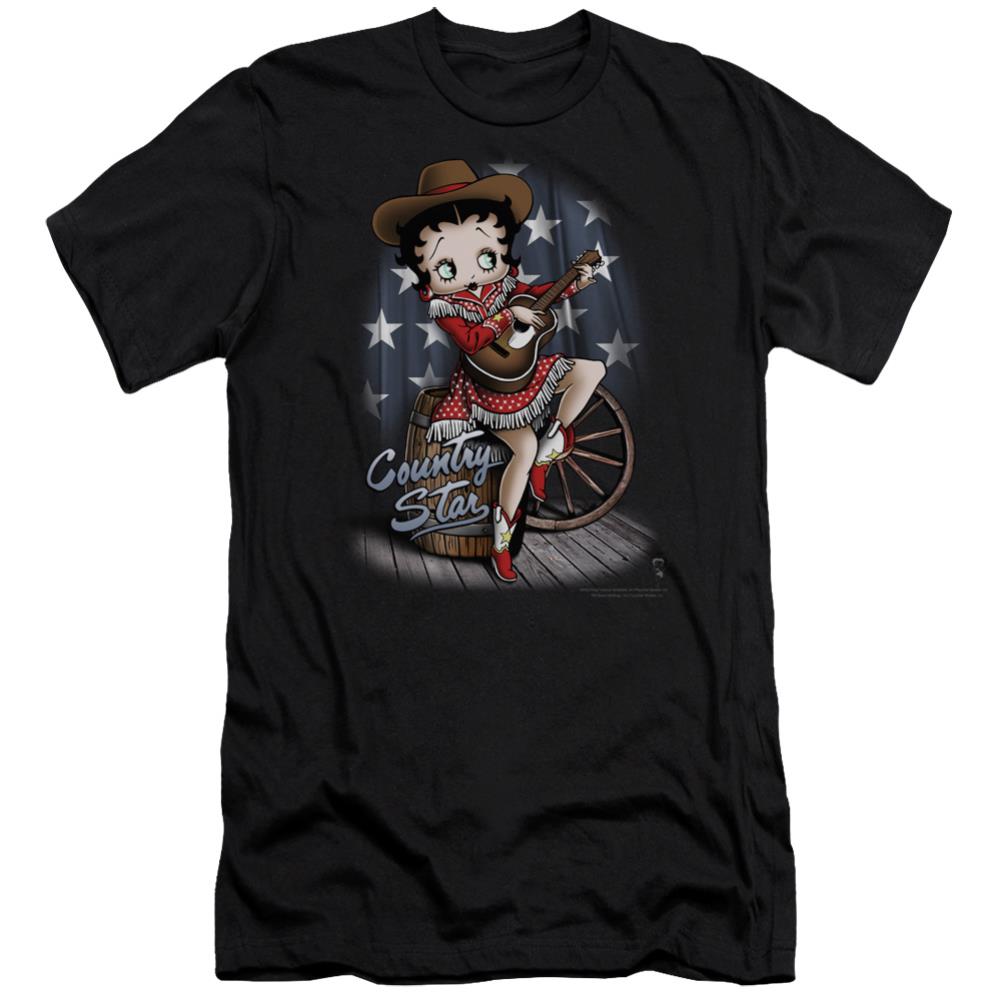 Betty Boop Country Star Men's Ultra-Soft 30/1 Cotton Slim Short-Sleeve T-Shirt