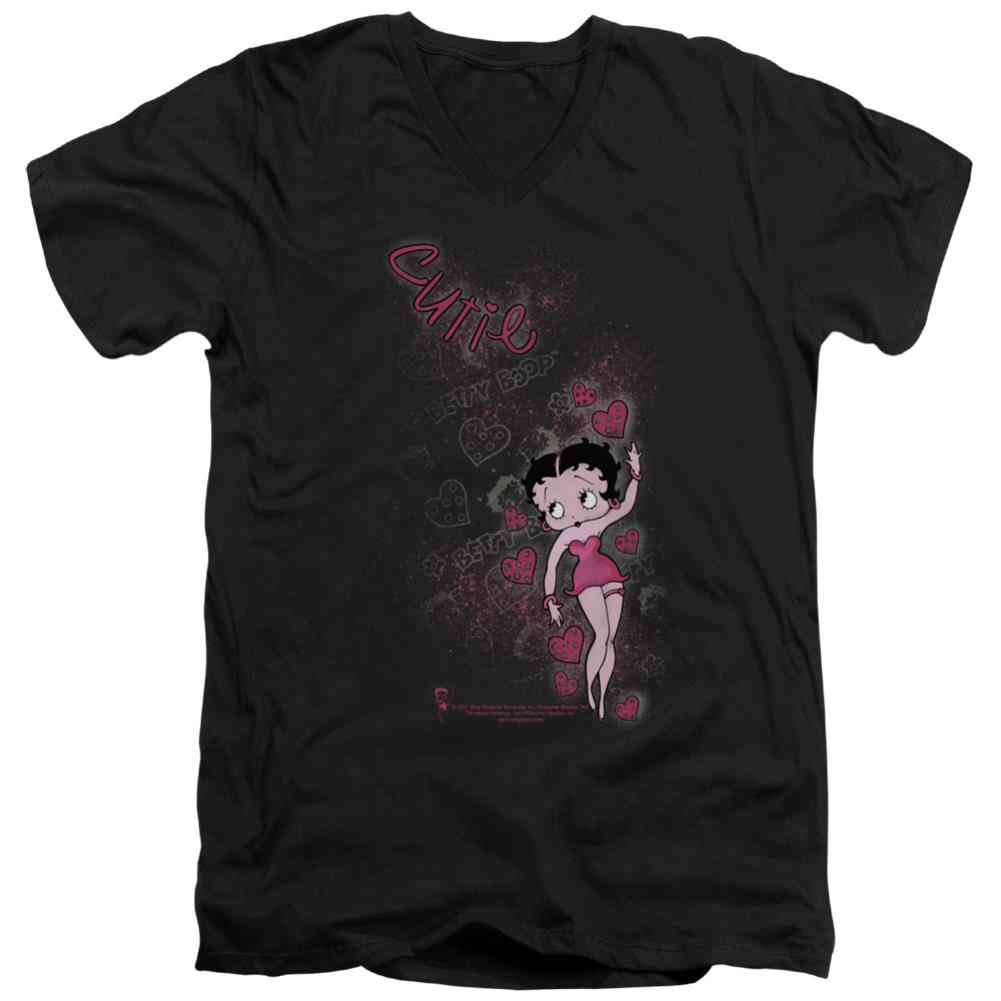 Betty Boop Cutie Men's 30/1 Cotton Slim V-Neck T-Shirt