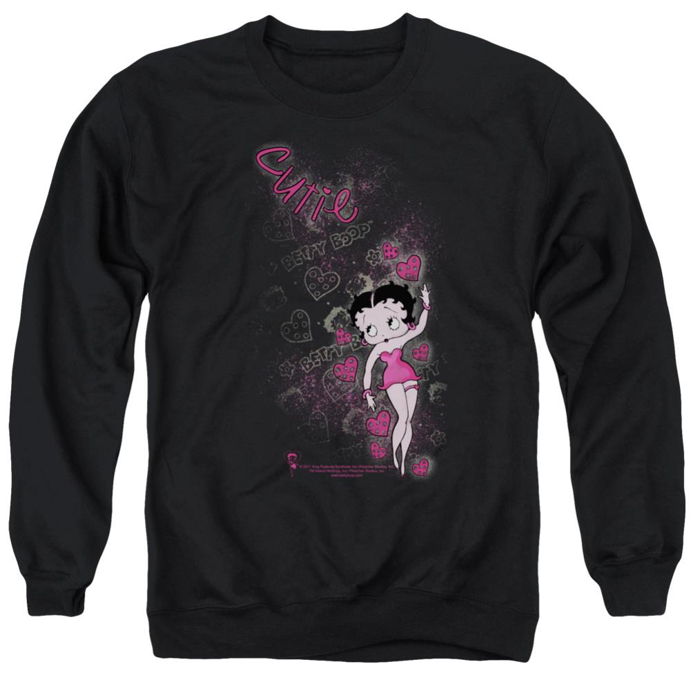 Betty Boop Cutie Men's Crewneck 50 50 Poly Long-Sleeve T-Shirt