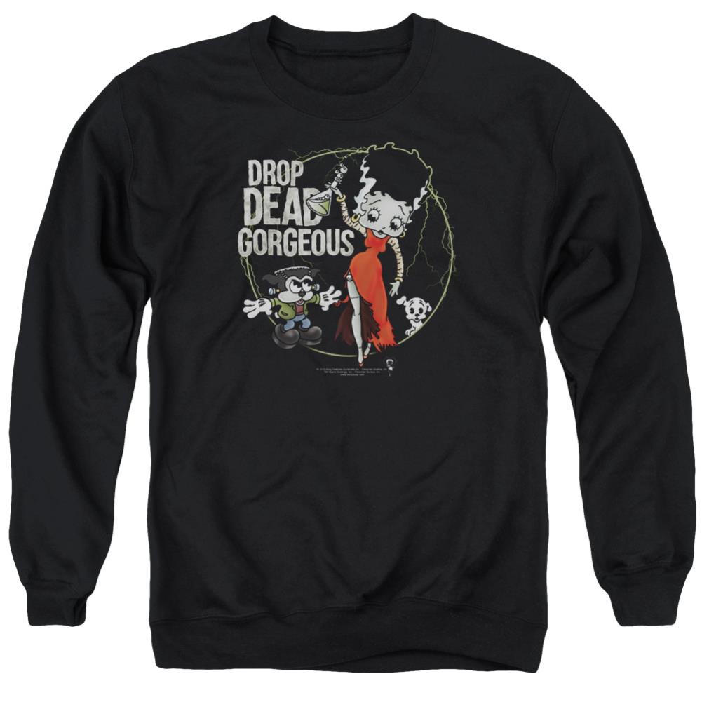 Betty Boop Drop Dead Gorgeous Men's Crewneck 50 50 Poly Long-Sleeve T-Shirt