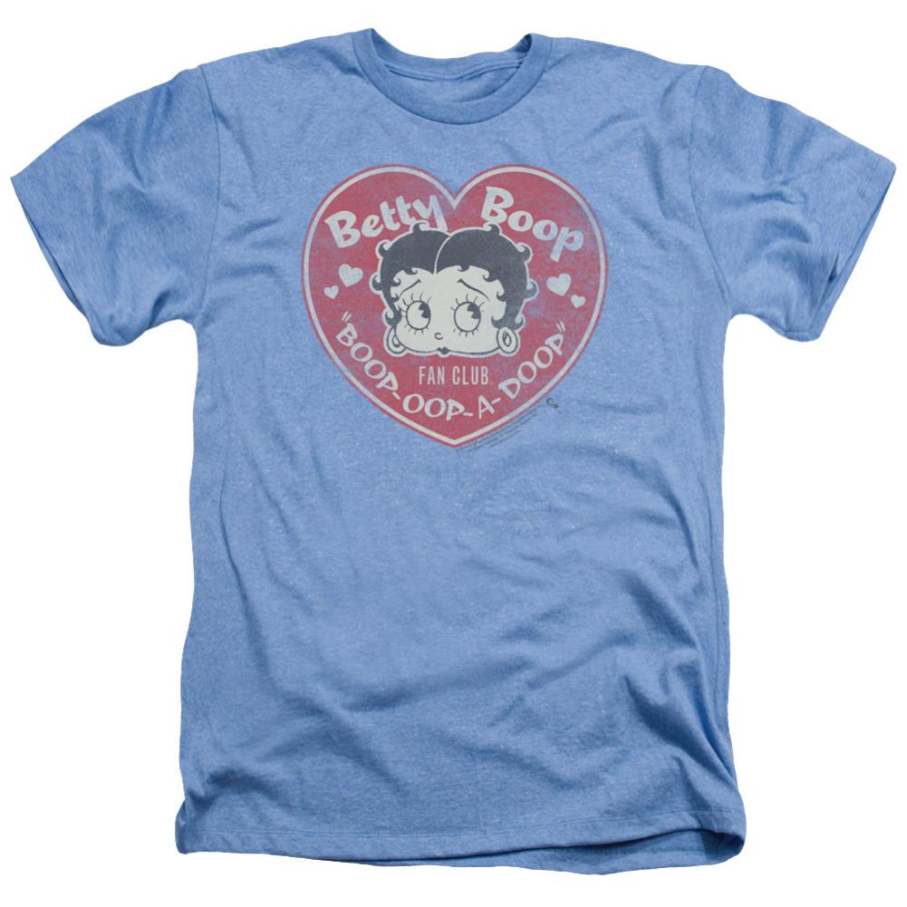 Betty Boop Fan Club Heart Men's 30/1 Heather 60 40 Poly Short-Sleeve T-Shirt