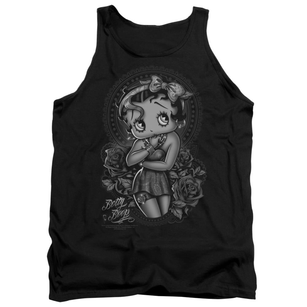 Betty Boop Fashion Roses Men's 18/1 Cotton Tank Top