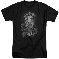 Betty Boop Fashion Roses Men's 18/1 Tall Cotton Short-Sleeve T-Shirt
