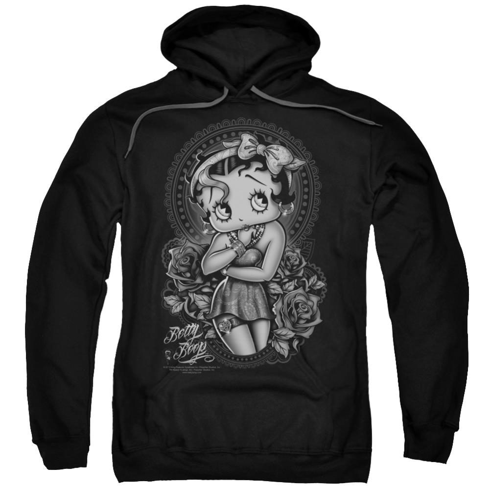 Betty Boop Fashion Roses Men's Pull-Over 75 25 Poly Hoodie