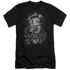 Betty Boop Fashion Roses Men's Ultra-Soft 30/1 Cotton Slim Short-Sleeve T-Shirt