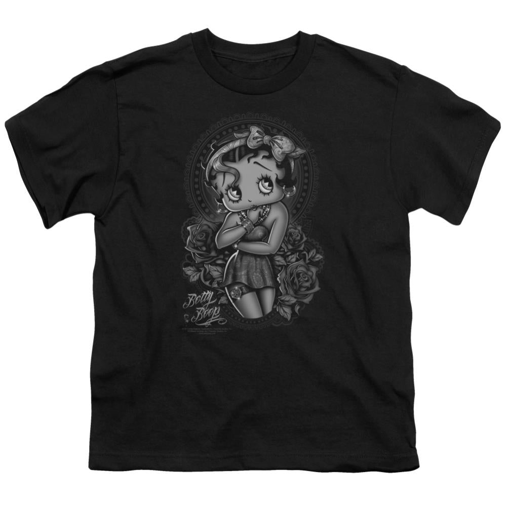 Betty Boop Fashion Roses Youth 18/1 100% Cotton Short-Sleeve T-Shirt