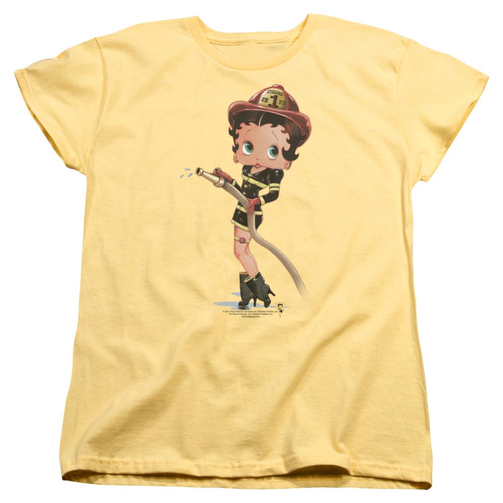 Betty Boop Firefighter Women's 18/1 Cotton Short-Sleeve T-Shirt