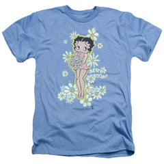 Betty Boop Flowers Men's 30/1 Heather 60 40 Poly Short-Sleeve T-Shirt