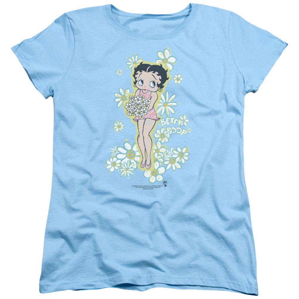 Betty Boop Flowers Women's 18/1 Cotton Short-Sleeve T-Shirt