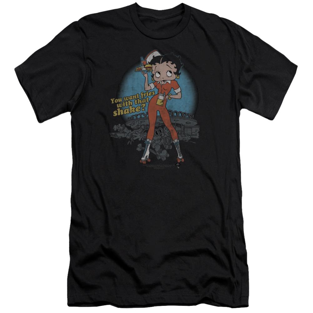 Betty Boop Fries With That Men's Ultra-Soft 30/1 Cotton Slim Short-Sleeve T-Shirt