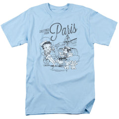Betty Boop Greetings From Paris Men's 18/1 Cotton Short-Sleeve T-Shirt