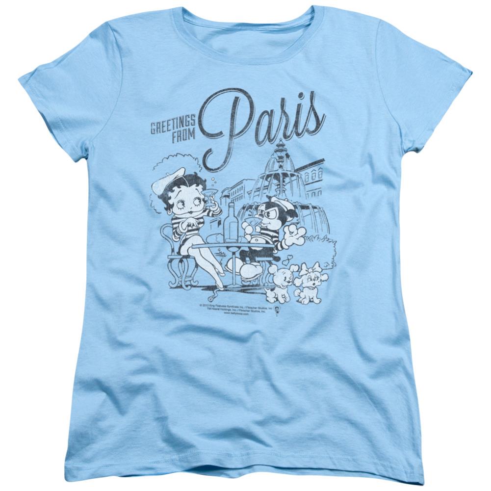 Betty Boop Greetings From Paris Women's 18/1 Cotton Short-Sleeve T-Shirt