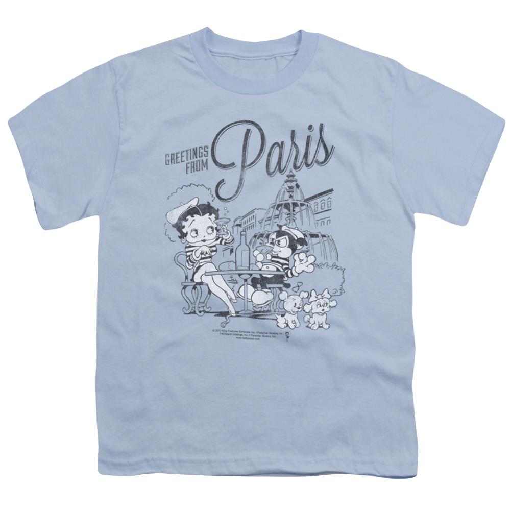 Betty Boop Greetings From Paris Youth 18/1 100% Cotton Short-Sleeve T-Shirt