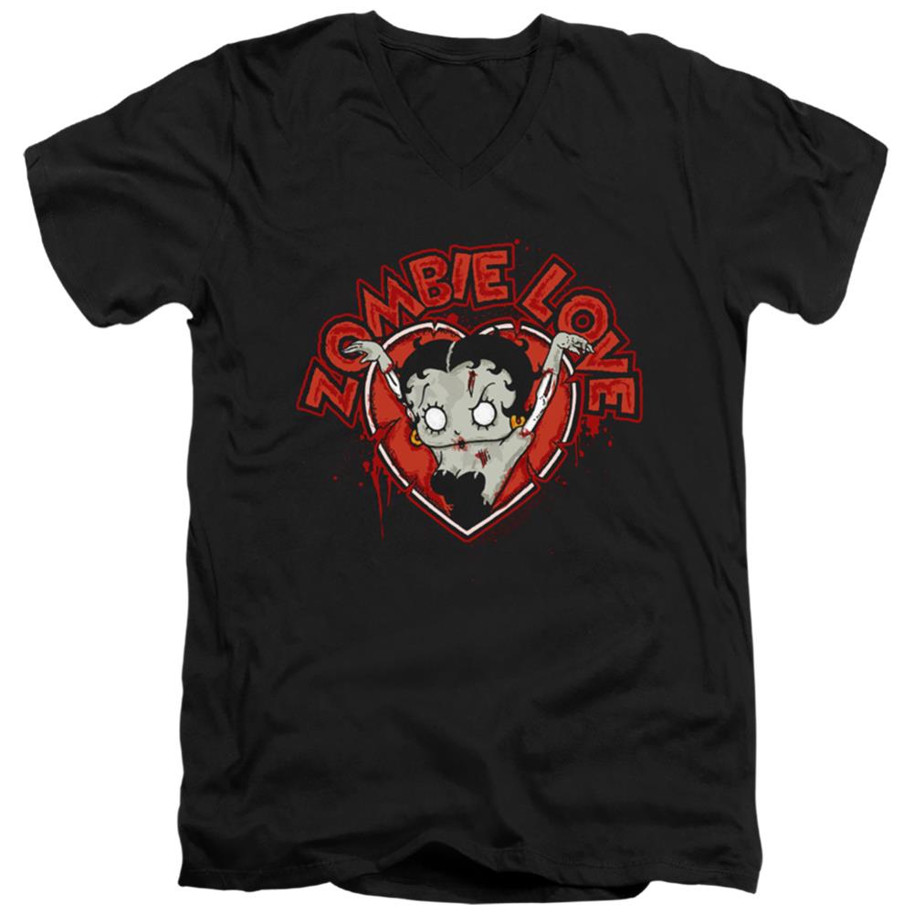 Betty Boop Heart You Forever Men's 30/1 Cotton Slim V-Neck T-Shirt