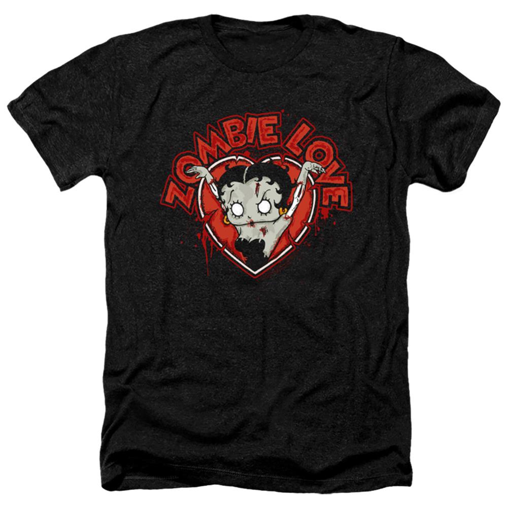 Betty Boop Heart You Forever Men's 30/1 Heather 60 40 Poly Short-Sleeve T-Shirt