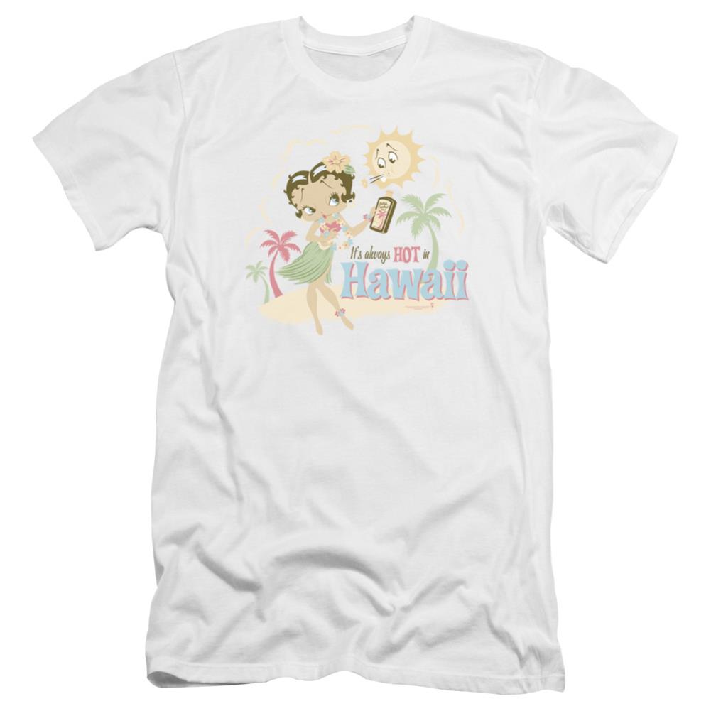 Betty Boop Hot In Hawaii Men's Ultra-Soft 30/1 Cotton Slim Short-Sleeve T-Shirt
