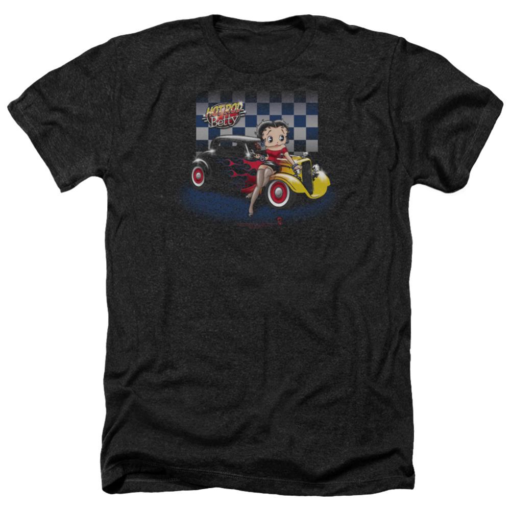 Betty Boop Hot Rod Boop Men's 30/1 Heather 60 40 Poly Short-Sleeve T-Shirt