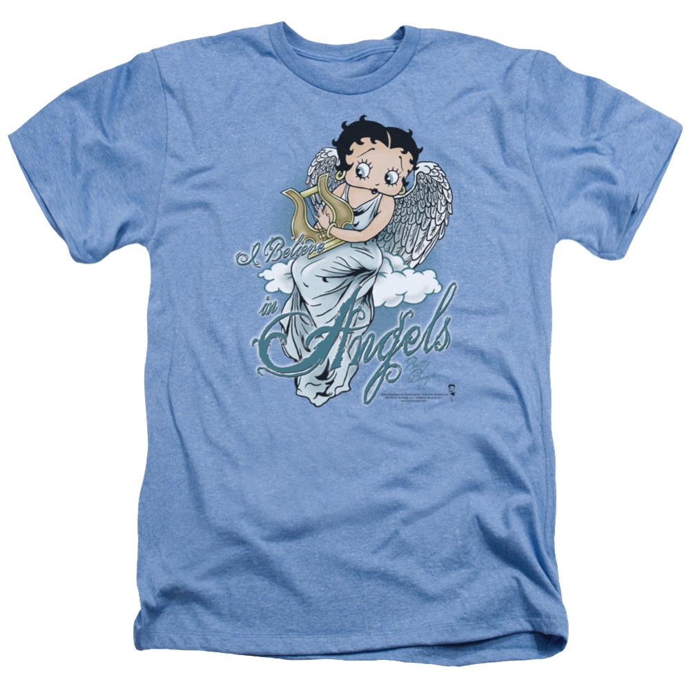 Betty Boop I Believe In Angels Men's 30/1 Heather 60 40 Poly Short-Sleeve T-Shirt