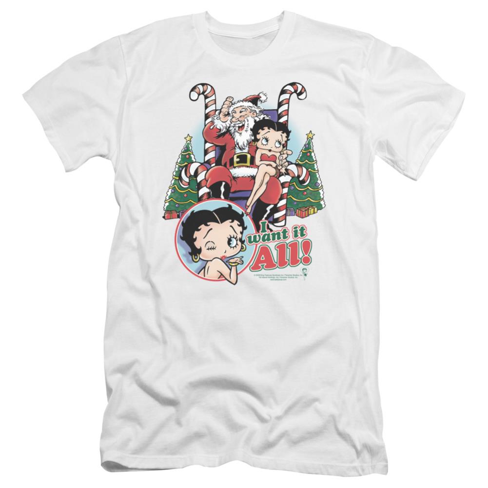 Betty Boop I Want It All Men's Ultra-Soft 30/1 Cotton Slim Short-Sleeve T-Shirt