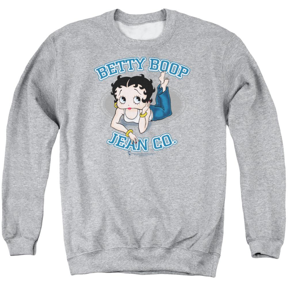 Betty Boop Jean Co Men's Crewneck 50 50 Poly Long-Sleeve T-Shirt