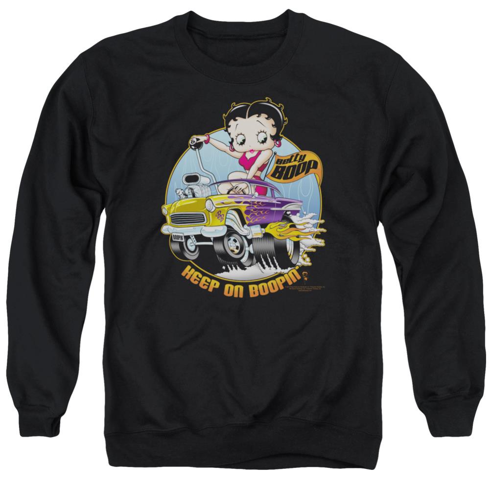 Betty Boop Keep On Boopin Men's Crewneck 50 50 Poly Long-Sleeve T-Shirt