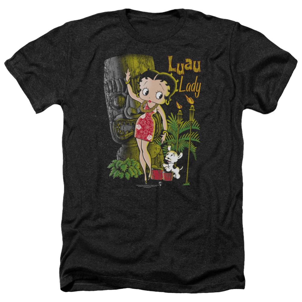 Betty Boop Luau Lady Men's 30/1 Heather 60 40 Poly Short-Sleeve T-Shirt
