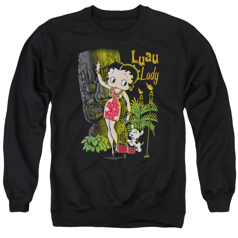 Betty Boop Luau Lady Men's Crewneck 50 50 Poly Long-Sleeve T-Shirt