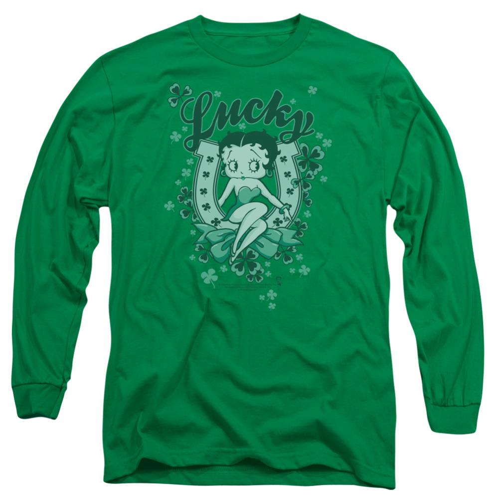 Betty Boop Lucky Boop Men's 18/1 Cotton Long-Sleeve T-Shirt