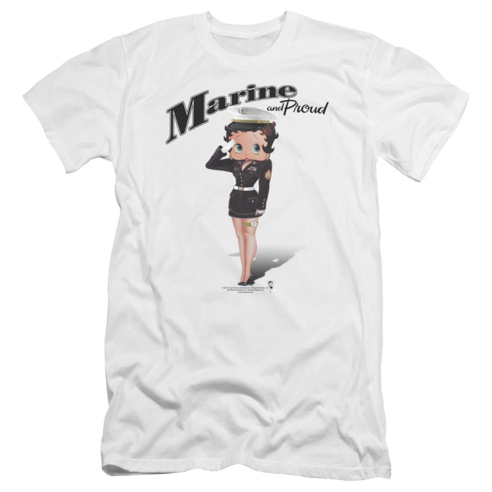 Betty Boop Marine Boop Men's Ultra-Soft 30/1 Cotton Slim Short-Sleeve T-Shirt