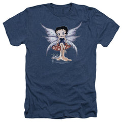 Betty Boop Mushroom Fairy Men's 30/1 Heather 60 40 Poly Short-Sleeve T-Shirt