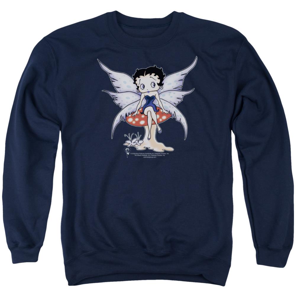 Betty Boop Mushroom Fairy Men's Crewneck 50 50 Poly Long-Sleeve T-Shirt